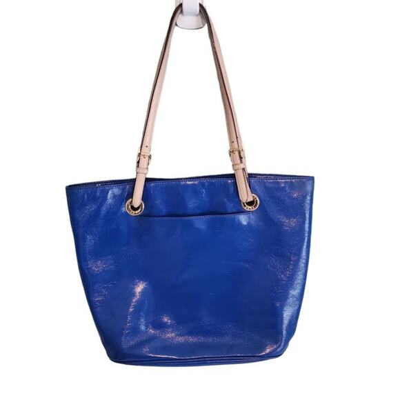 Michael Kors Blue Patent Leather Jet Set Tote Bag - Picture 1 of 10